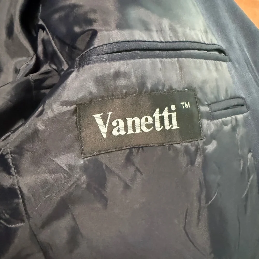Vanetti Mens Navy Blue 4 Button Blazer Suit Jacket Size 40L Formal Professional